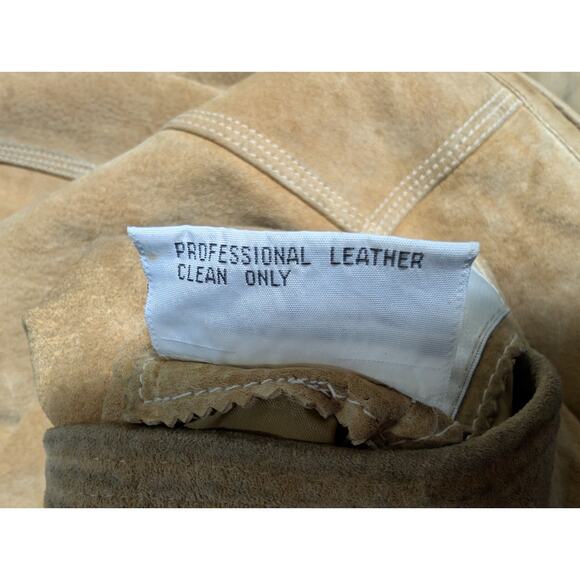 WINLIT! LUXE FAWN BEIGE/TAN GENUINE SUEDE LEATHER SHERPA, HOODIE COAT! SZ M - Picture 13 of 16